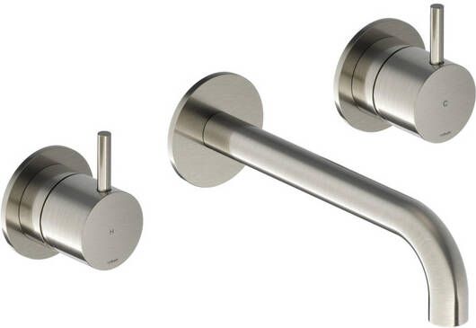Hotbath Cobber CB105TEXT18 afbouwdeel inbouw wastafelkraan 3-gats met 18cm uitloop geborsteld nikkel