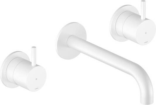 Hotbath Cobber CB105TEXT18 afbouwdeel inbouw wastafelkraan 3-gats met 18cm uitloop mat wit
