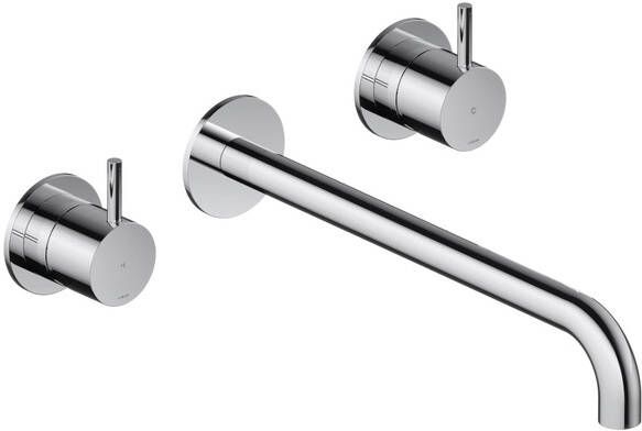 Hotbath Cobber CB105TEXT25 afbouwdeel inbouw wastafelkraan 3-gats met 25cm uitloop chroom