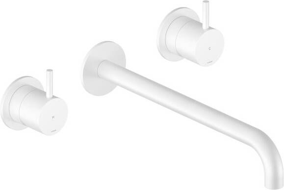 Hotbath Cobber CB105TEXT25 afbouwdeel inbouw wastafelkraan 3-gats met 25cm uitloop mat wit