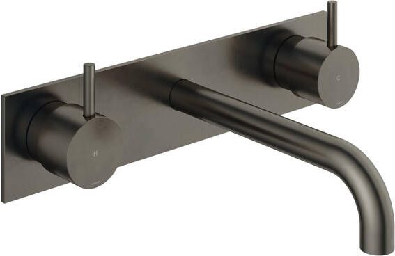 Hotbath Cobber afbouwdeel wastafelmengkraan met achterplaat en 18 cm uitloop verouderd ijzer CB006TEXT18AI
