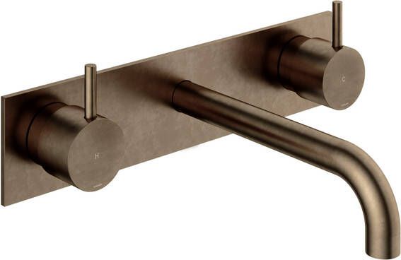 Hotbath Cobber afbouwdeel wastafelmengkraan met achterplaat en 18 cm uitloop verouderd messing CB006TEXT18AB