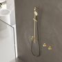 Hotbath Cobber glijstang 90cm met wandaansluitbocht 150cm doucheslang en ronde handdouche messing geborsteld PVD M308BBP - Thumbnail 1