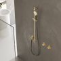 Hotbath Cobber glijstang 90cm met wandaansluitbocht 150cm doucheslang en ronde handdouche messing verouderd verweerd M308AB - Thumbnail 2