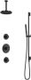 Hotbath Cobber IBS 20BL inbouw doucheset mat zwart met staafhanddouche 20cm hoofddouche met plafondbuis 15cm glijstang met uitlaat - Thumbnail 1