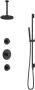 Hotbath Cobber IBS 20BL inbouw doucheset mat zwart met staafhanddouche 20cm hoofddouche met plafondbuis 30cm glijstang met uitlaat - Thumbnail 1