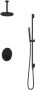 Hotbath Cobber IBS 22 inbouw doucheset mat zwart met staafhanddouche 20cm hoofddouche met plafondbuis 15cm glijstang met uitlaat - Thumbnail 1