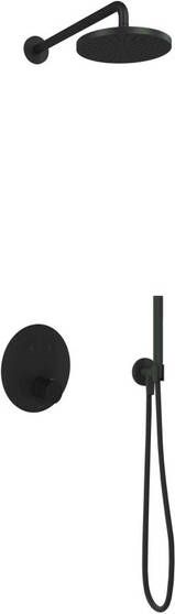 Hotbath Cobber IBS22 Regendoucheset inbouw 35cm wandarm 20cm ronde hoofddouche staafhanddouche mat zwart IBS22BL