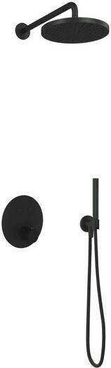 Hotbath Cobber IBS 22 inbouw doucheset mat zwart met ronde 3 standen handdouche 20cm hoofddouche met plafondbuis 15cm wandsteun met uitlaat