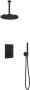 Hotbath Cobber IBS 23 inbouw doucheset mat zwart met staafhanddouche 30cm hoofddouche met plafondbuis 30cm wandsteun met uitlaat - Thumbnail 1