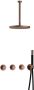 Hotbath Cobber complete thermostatische douche inbouwset cobber 70 met 2 stopkranen met plafondbuis 30 cm en 30 cm hoofddouche geborsteld koper pvd - Thumbnail 1