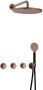 Hotbath Cobber complete thermostatische douche inbouwset cobber 70 met 2 stopkranen met ronde handdouche en 30 cm hoofddouche geborsteld koper pvd - Thumbnail 1