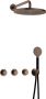 Hotbath Cobber complete thermostatische douche inbouwset cobber 70 met 2 stopkranen met ronde handdouche en 30 cm hoofddouche verouderd messing - Thumbnail 1