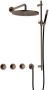 Hotbath Cobber complete thermostatische douche inbouwset cobber 70 met 2 stopkranen met 30 cm hoofddouche en glijstang verouderd messing - Thumbnail 1