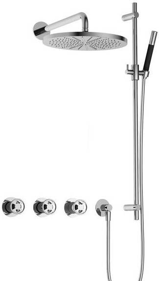 Hotbath Cobber IBSW70 complete thermostatische douche inbouwset met 2 stopkranen met 38.5cm wandarm 30cm ronde hoofddouche 3 standen ronde handdouche chroom IBSW70CR15