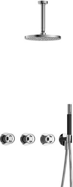 Hotbath Cobber IBSW70 Regendoucheset inbouw 15cm plafondarm 20cm ronde hoofddouche staafhanddouche chroom IBSW70CR2