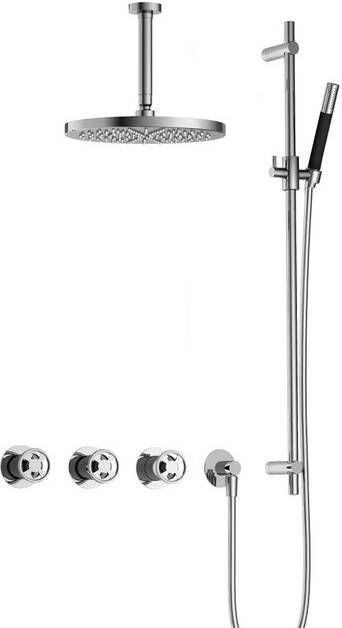 Hotbath Cobber IBSW70 Regendoucheset inbouw 15cm plafondarm 30cm ronde hoofddouche staafhanddouche glijstang chroom IBSW70CR257