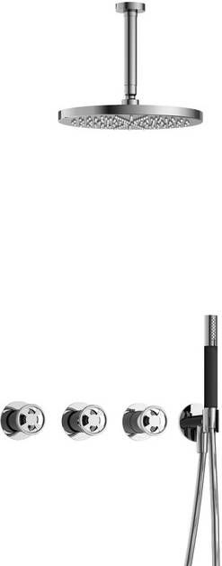 Hotbath Cobber IBSW70 Regendoucheset inbouw 15cm plafondarm 30cm ronde hoofddouche staafhanddouche chroom IBSW70CR25
