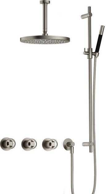 Hotbath Cobber IBSW70 Regendoucheset inbouw 15cm plafondarm 30cm ronde hoofddouche staafhanddouche glijstang Geborsteld nikkel IBSW70GN257
