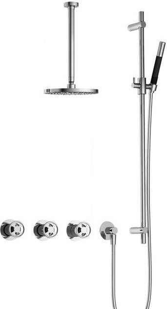 Hotbath Cobber IBSW70 Regendoucheset inbouw 30cm plafondarm 20cm ronde hoofddouche staafhanddouche glijstang chroom IBSW70CR37