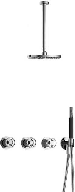 Hotbath Cobber IBSW70 Regendoucheset inbouw 30cm plafondarm 20cm ronde hoofddouche staafhanddouche chroom IBSW70CR3