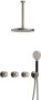 Hotbath Cobber @work complete thermostatische douche inbouwset met 2 stopkranen en ronde handdouche plafondbuis 30 cm en m106 geborsteld nikkel - Thumbnail 1