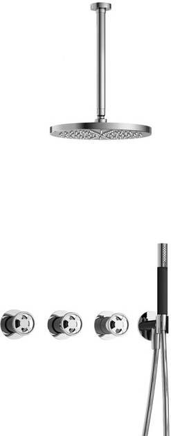 Hotbath Cobber IBSW70 Regendoucheset inbouw 30cm plafondarm 30cm ronde hoofddouche staafhanddouche chroom IBSW70CR35