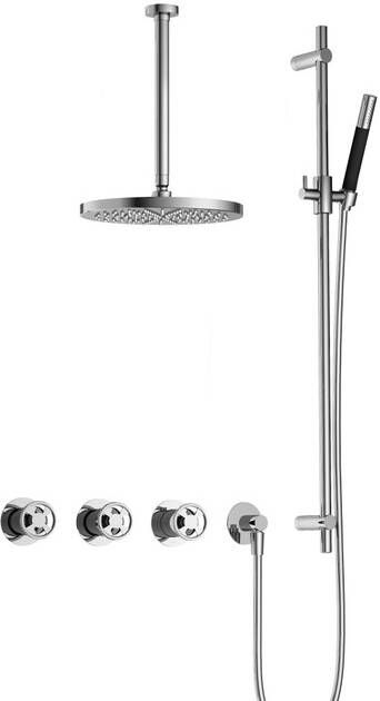 Hotbath Cobber IBSW70 Regendoucheset inbouw 30cm plafondarm 30cm ronde hoofddouche staafhanddouche glijstang chroom IBSW70CR357