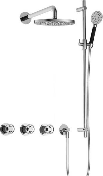 Hotbath Cobber IBSW70 Regendoucheset inbouw 38.5cm wandarm 20cm ronde hoofddouche 3 standen handdouche glijstang chroom IBSW70CR17