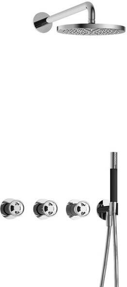 Hotbath Cobber IBSW70 Regendoucheset inbouw 38.5cm wandarm 20cm ronde hoofddouche staafhanddouche chroom IBSW70CR