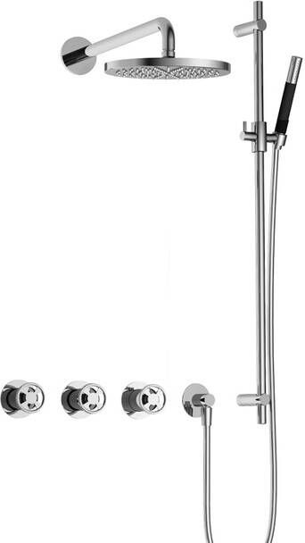 Hotbath Cobber IBSW70 Regendoucheset inbouw 38.5cm wandarm 20cm ronde hoofddouche staafhanddouche glijstang chroom IBSW70CR7