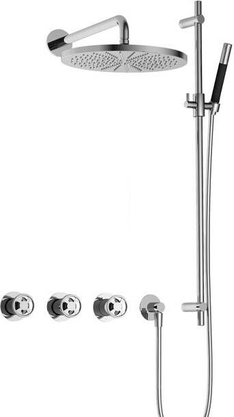 Hotbath Cobber IBSW70 Regendoucheset inbouw 38.5cm wandarm 30cm ronde hoofddouche staafhanddouche glijstang chroom IBSW70CR57