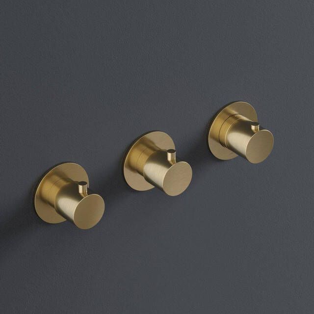 Hotbath Cobber Inbouw douche thermostaat met 2 stopkranen horizontale plaatsing geborsteld messing (goud) PVD HBCB7067 CB7067EXTBBP