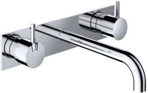 Hotbath Cobber inbouw wastafelkraan 3 gats met achterplaat en 18cm uitloop geborsteld koper CB006TEXT18BC HBCB005T