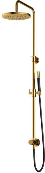 Hotbath Cobber M438 regendoucheset met omstel en 150cm doucheslang met 20cm ronde hoofddouche ronde handdouche messing gepolijst PVD M438NBP
