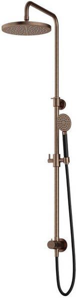 Hotbath Cobber M438 regendoucheset met omstel en 150cm doucheslang met 30cm ronde hoofddouche ronde handdouche messing geborsteld PVD M438BBP15