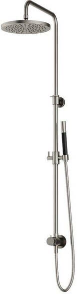 Hotbath Cobber M438 regendoucheset met omstel en 150cm doucheslang met 20cm ronde hoofddouche ronde handdouche messing gepolijst PVD M438NBP