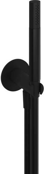 Hotbath Cobber M440 staafhanddouche met wandsteun en uitlaat en doucheslang 150cm zwart mat M440BL