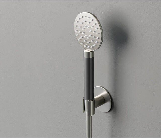 Hotbath Cobber M444 ronde handdouche met wandsteun en doucheslang 150cm messing geborsteld M444BB