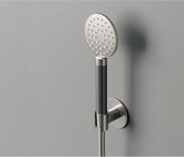 Hotbath Cobber M444 ronde handdouche met wandsteun en doucheslang 150cm zwart chroom hoogglans M444BK