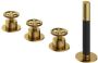 Hotbath Cobber @work 4-gats inbouwbadrandcombinatie met 2 mengkraan knoppen met omstel en handdouche geborsteld messing pvd CW074BBP - Thumbnail 2
