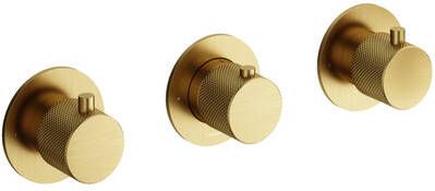 Hotbath Cobber X afbouwdeel voor douchethermostaat met 2 stopkranen horizontaal verticaal geborsteld messing pvd CX7067EXTBBP
