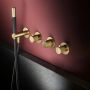 Hotbath Cobber X afbouwdeel voor inbouw bad douchethermostaat zonder uitloop met 2 stopkranen en staafhanddouche geborsteld messing PVD - Thumbnail 2