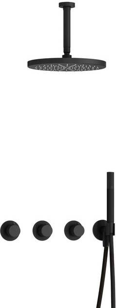 Hotbath Cobber X IBSX70 Regendoucheset inbouw hoofddouche 30cm plafondarm 15cm handdouche staaf 1 stand mat zwart IBSX70BL25
