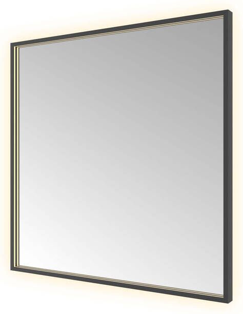 Hotbath &MORE Spiegel direct en indirect LED color changing spiegelverwarming met afstandsbediening Geborsteld zwart PVD SQU80MBP