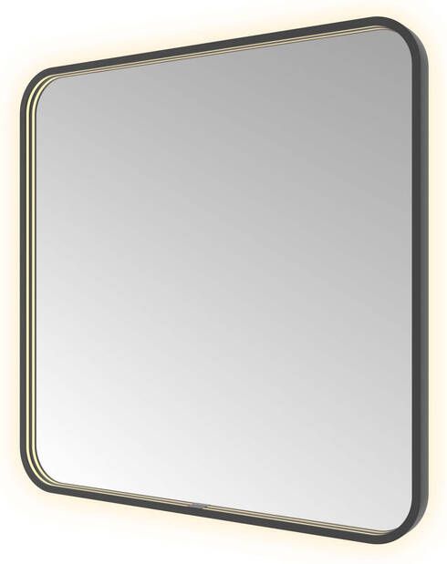 Hotbath &MORE Spiegel direct en indirect LED spiegelverwarming color changing dimbaar met afstandsbediening Geborsteld zwart PVD SSQ80MBP