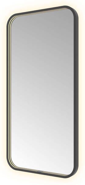 Hotbath &MORE Spiegel direct en indirect LED spiegelverwarming color changing dimbaar met afstandsbediening Geborsteld zwart PVD SSQ510MBP