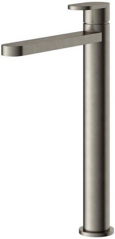 Hotbath Friendo verhoogde wastafelkraan met rechte uitloop kantelbare perlator zonder waste geborsteld nikkel FH003GN - Foto 2