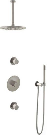 Hotbath IBS 1 Get Together inbouw doucheset Buddy geborsteld nikkel met staafhanddouche 25cm hoofddouche met plafondbuis 30cm zonder glijstang
