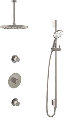 Hotbath IBS 1 Get Together inbouw doucheset Buddy geborsteld nikkel met ronde 3 standen handdouche 30cm hoofddouche met plafondbuis 30cm met glijstang